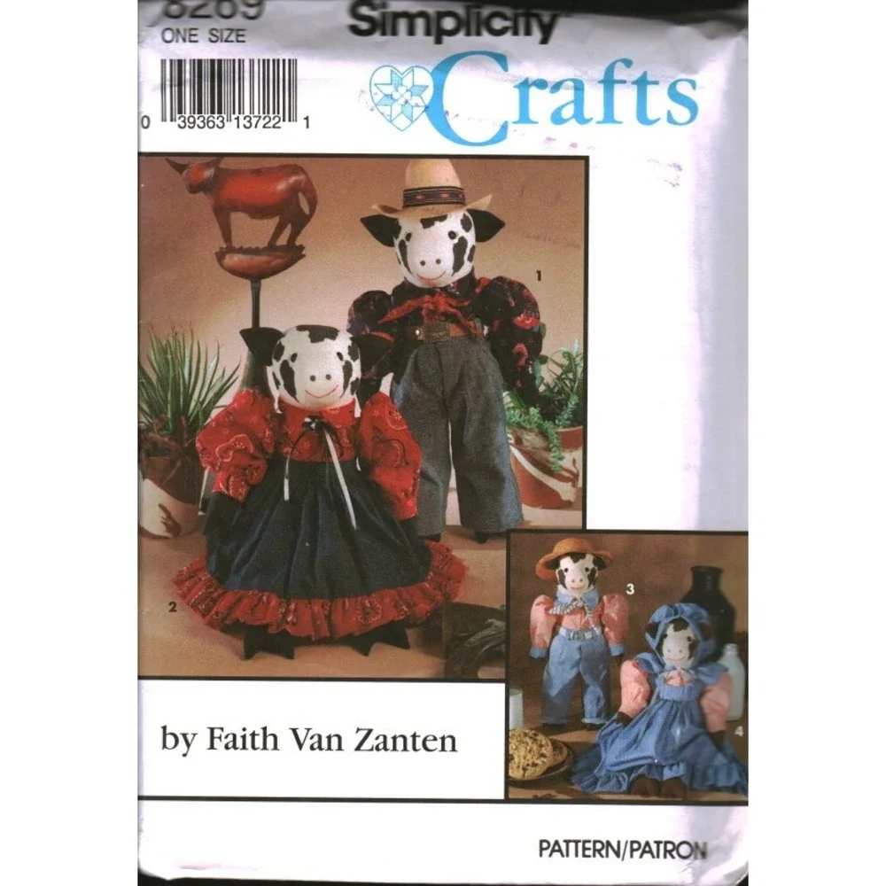 Simplicity 8269 Faith Van Zanten Decorative Cows and‎ Clothing Sewing Pattern FF